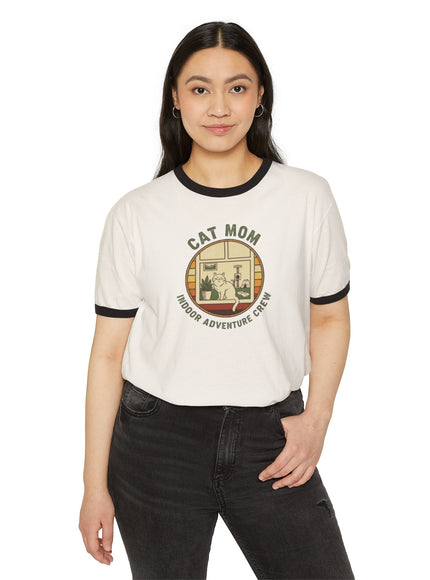 "Cat Mom" Unisex Cotton Ringer T-Shirt