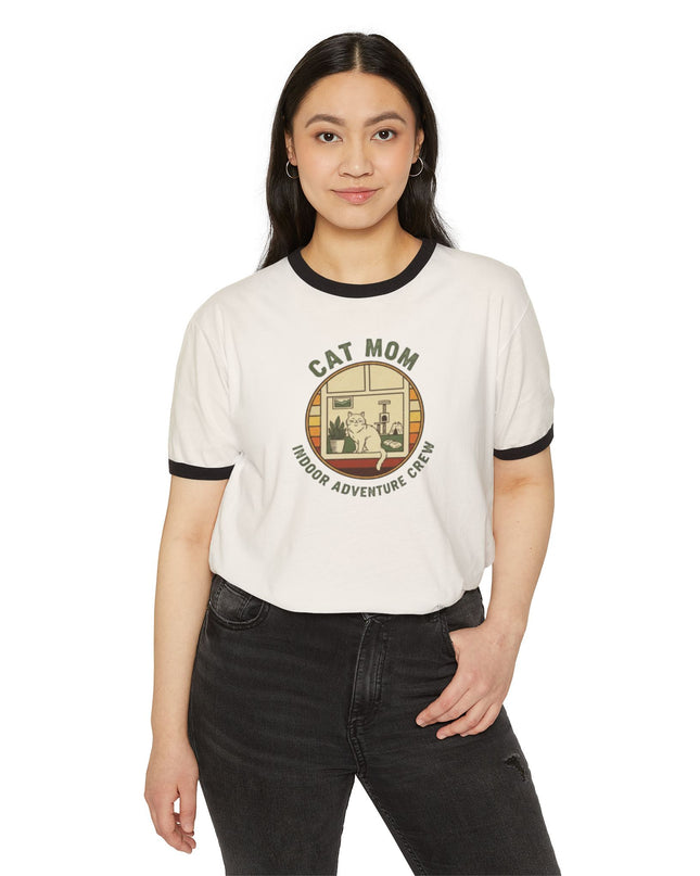 "Cat Mom" Unisex Cotton Ringer T-Shirt