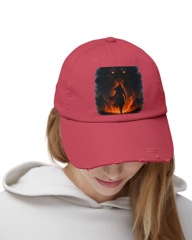 "Eye of the tiger, walking through fire" Unisex Distressed Cap
