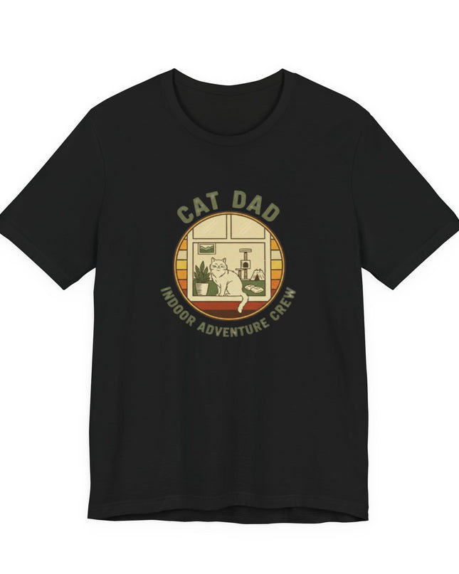 "Cat Dad Indoor Adventure Crew" Unisex Jersey Short Sleeve Tee