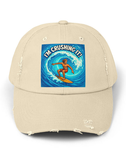 "I'm crushing it!" Unisex Distressed Cap