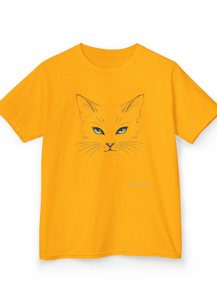 "Cat Face Sketch" Kids Heavy Cotton Tee