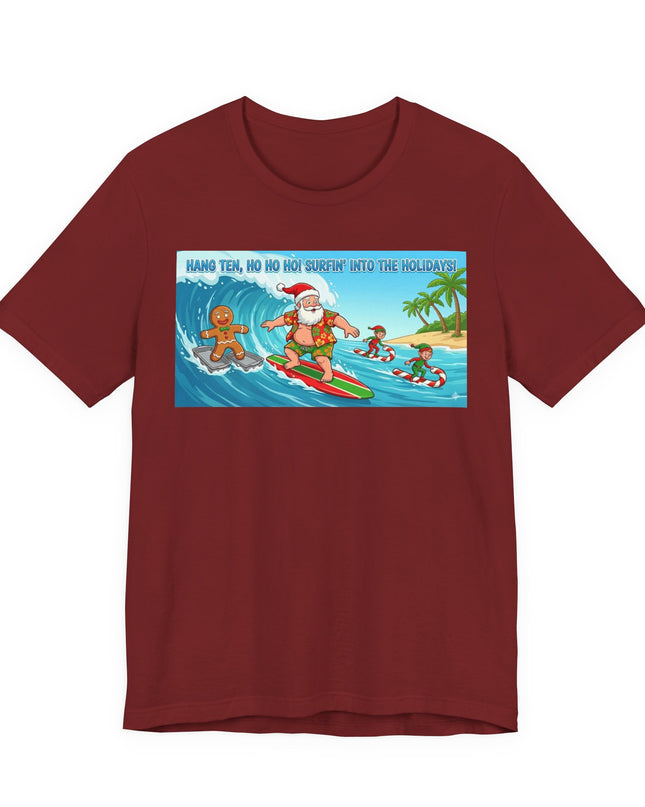 "Surfing into the Holidays" Unisex Jersey Short Sleeve Tee