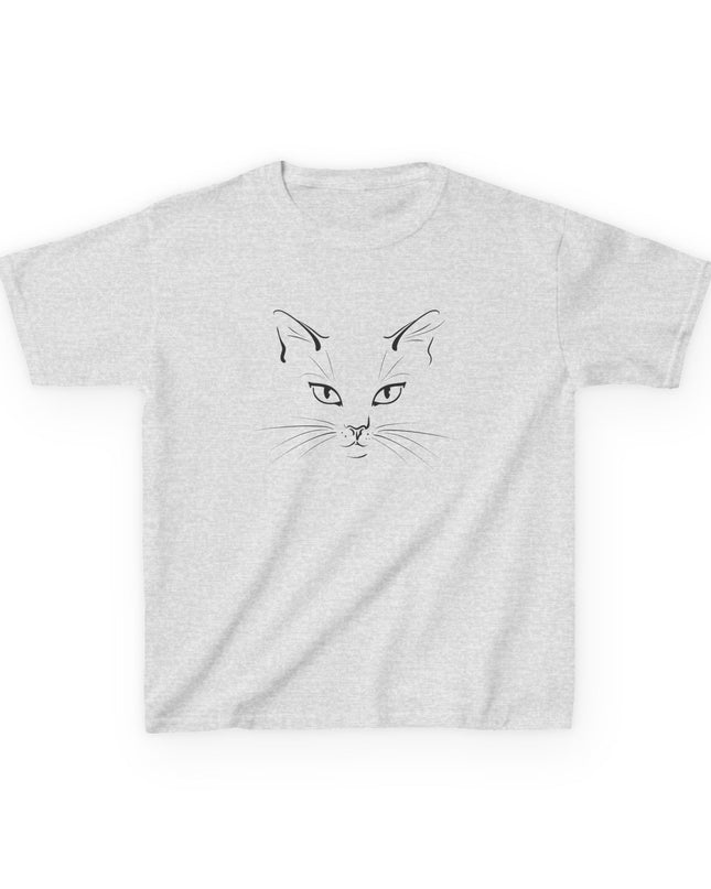 "Cat Face Sketch" Kids Heavy Cotton Tee