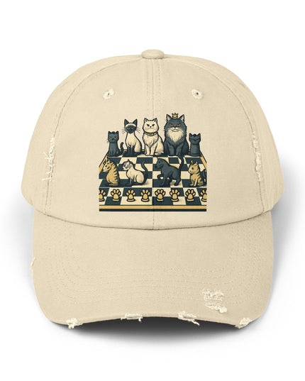 "Chess with cat pieces" Unisex Distressed Cap