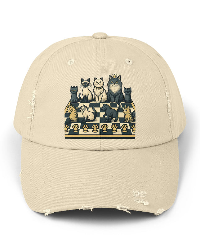 "Chess with cat pieces" Unisex Distressed Cap