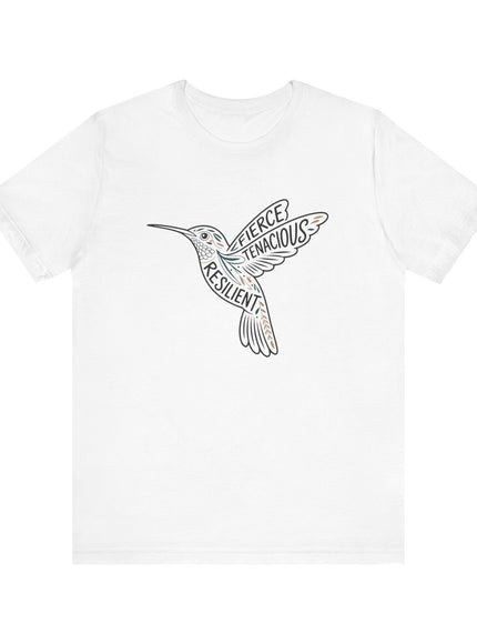 "Hummingbird with words in it" Unisex Jersey Short Sleeve Tee