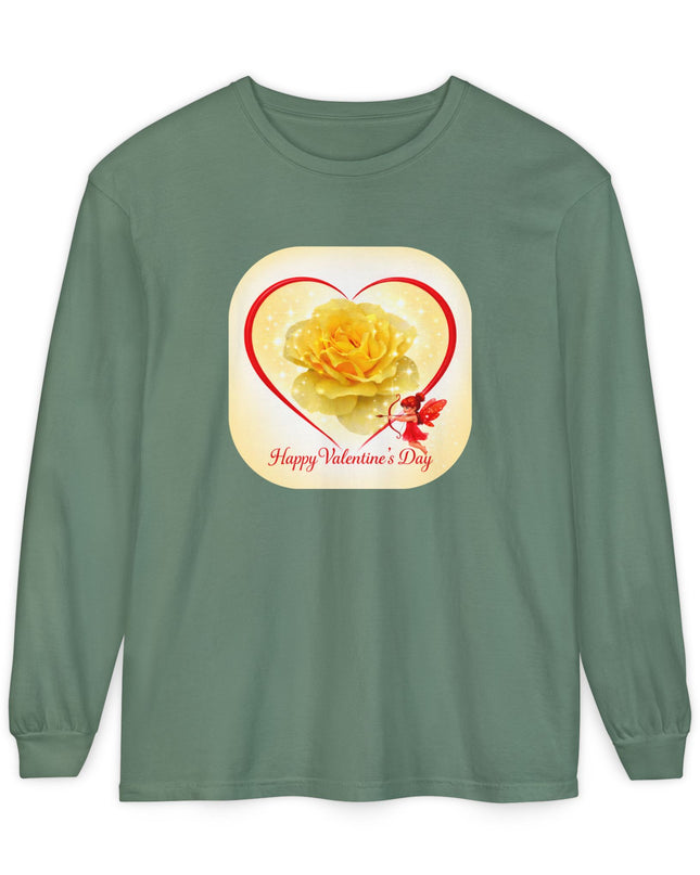 "Happy Valentine's Day" Unisex Garment-dyed Long Sleeve T-Shirt