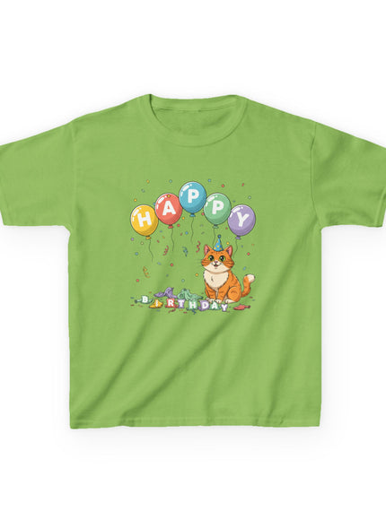 "Happy Birthday - Cat Popped the Balloons" Kids Heavy Cotton Tee