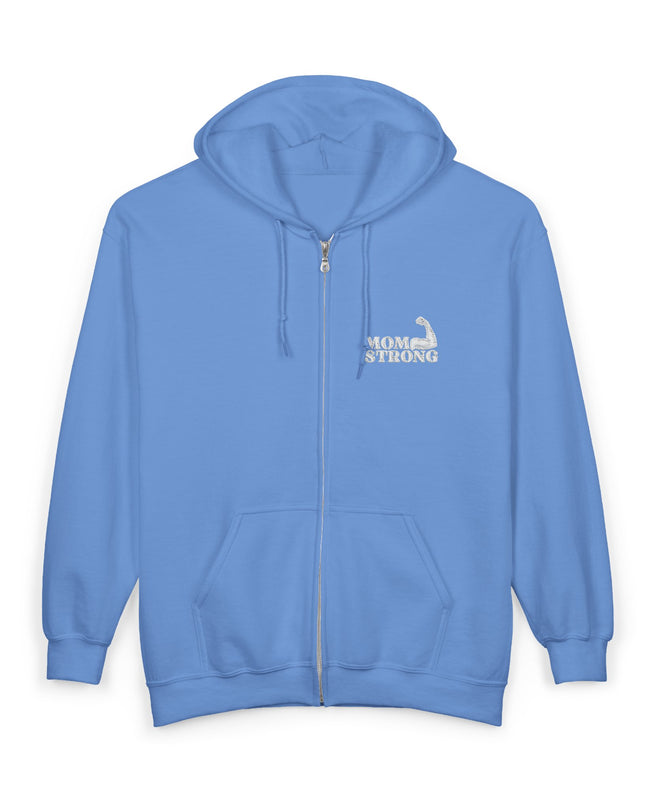 "Mom Strong (White embroidery)" Unisex Heavy Blend Full Zip Hooded Sweatshirt