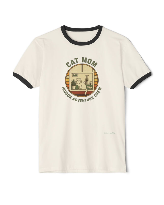 "Cat Mom" Unisex Cotton Ringer T-Shirt