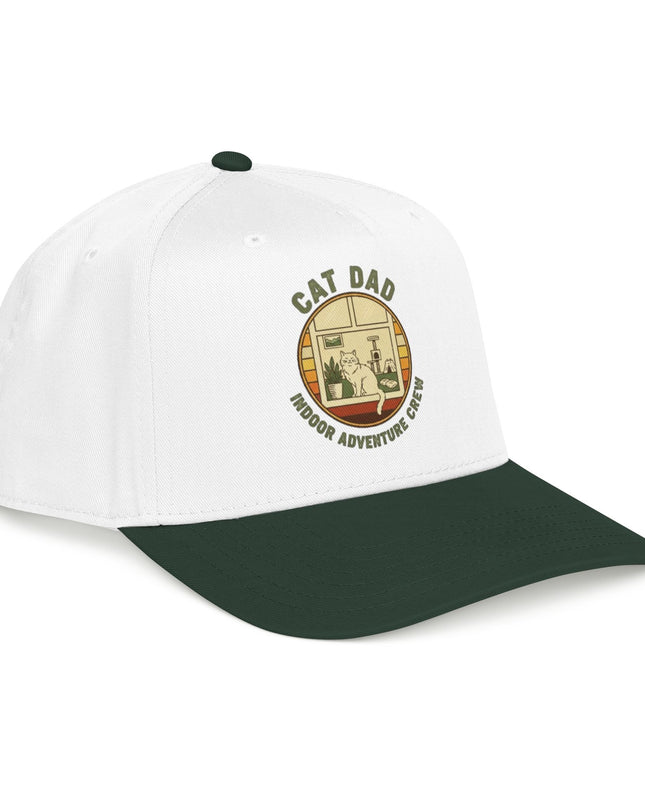 "Cat Dad Indoor Adventure Crew" Mid Profile Baseball Cap