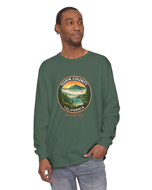 "Marin County, Above the Fog" Unisex Garment-dyed Long Sleeve T-Shirt