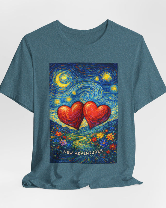 "Valentine's Day, New Adventures - Vincent Van Gogh Style" Unisex Jersey Short Sleeve Tee