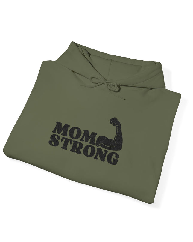 "Mom Strong (Black embroidery)" Unisex Heavy Blend Hooded Sweatshirt