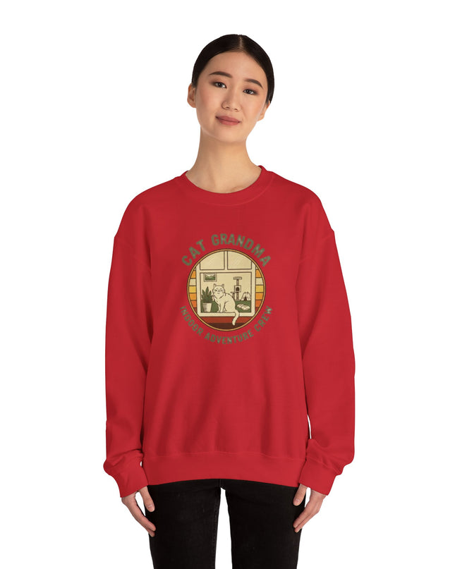"Cat Grandma Indoor Adventure Crew" Unisex Adult Crewneck Sweatshirt