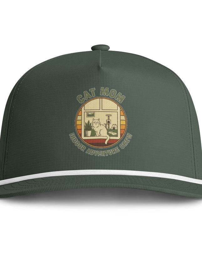 "Cat Mom Indoor Adventure Crew" Sunwashed Rope Cap