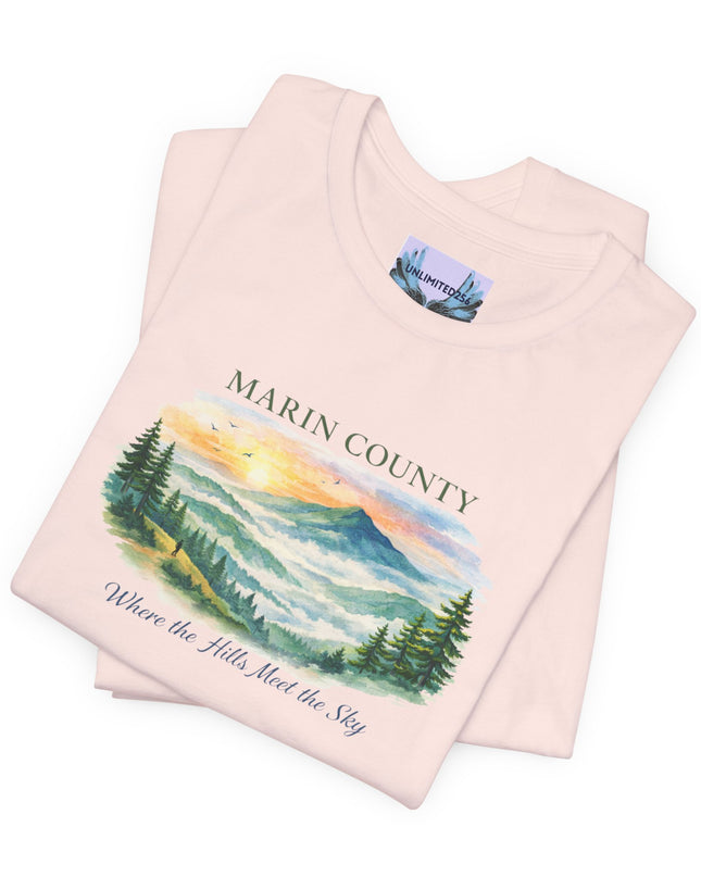"Marin County, Where the Hills Meet the Sky" Unisex Jersey Short Sleeve Tee