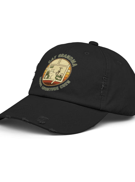 "Cat Grandma Indoor Adventure Crew" Unisex Distressed Cap