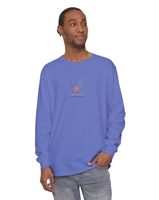 "Courageous Change Happening Within" Unisex Garment-dyed Long Sleeve T-Shirt