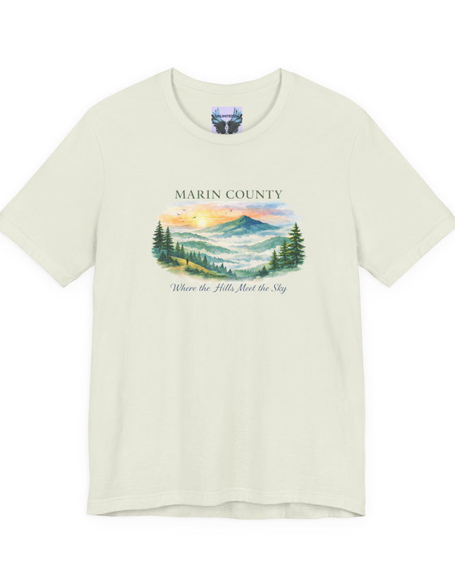 "Marin County, Where the Hills Meet the Sky" Unisex Jersey Short Sleeve Tee