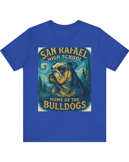 "San Rafael High School Home of the Bulldogs Vincent Van Gogh Style" Unisex Jersey Short Sleeve Tee