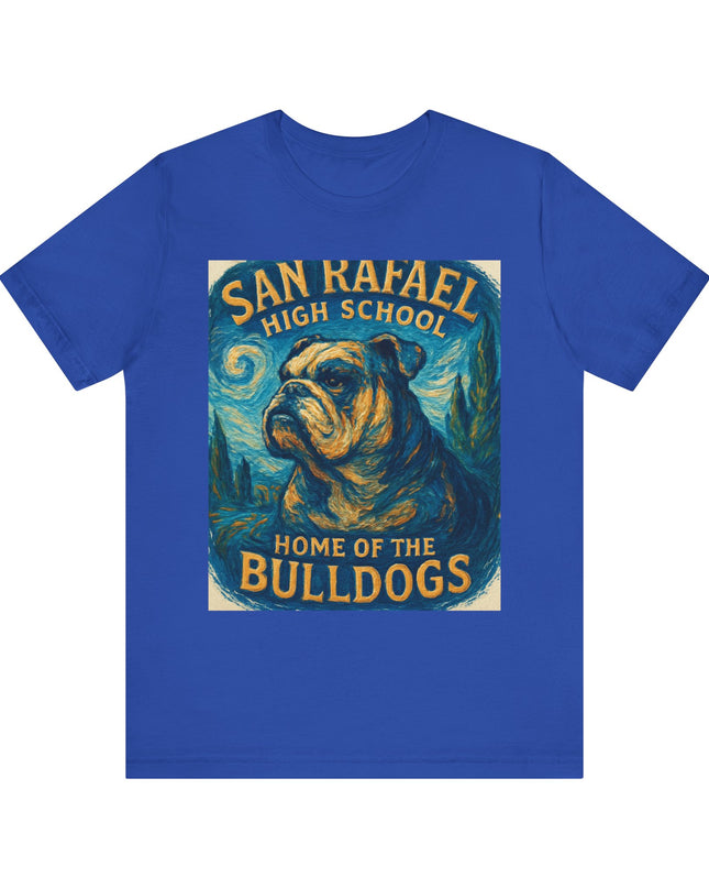 "San Rafael High School Home of the Bulldogs Vincent Van Gogh Style" Unisex Jersey Short Sleeve Tee