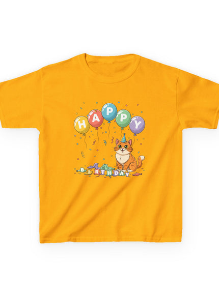 "Happy Birthday - Cat Popped the Balloons" Kids Heavy Cotton Tee