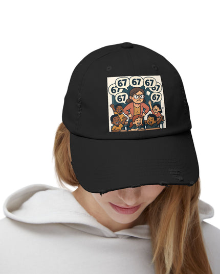 "67 with a Frustrated Elementary Teacher"- Unisex Distressed Cap