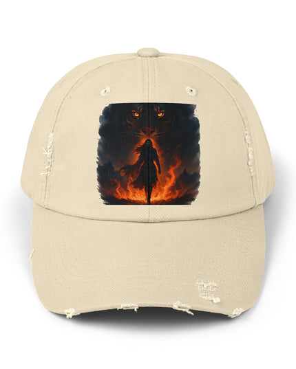 "Eye of the tiger, walking through fire" Unisex Distressed Cap
