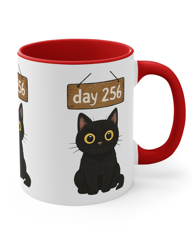 "Day 256 Not Blinking Black Cat" Accent Mug