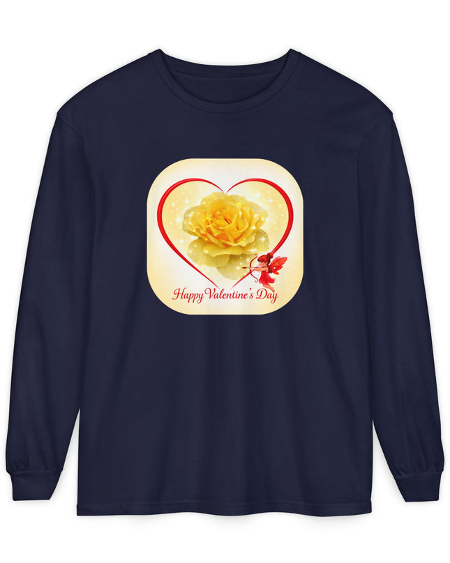"Happy Valentine's Day" Unisex Garment-dyed Long Sleeve T-Shirt