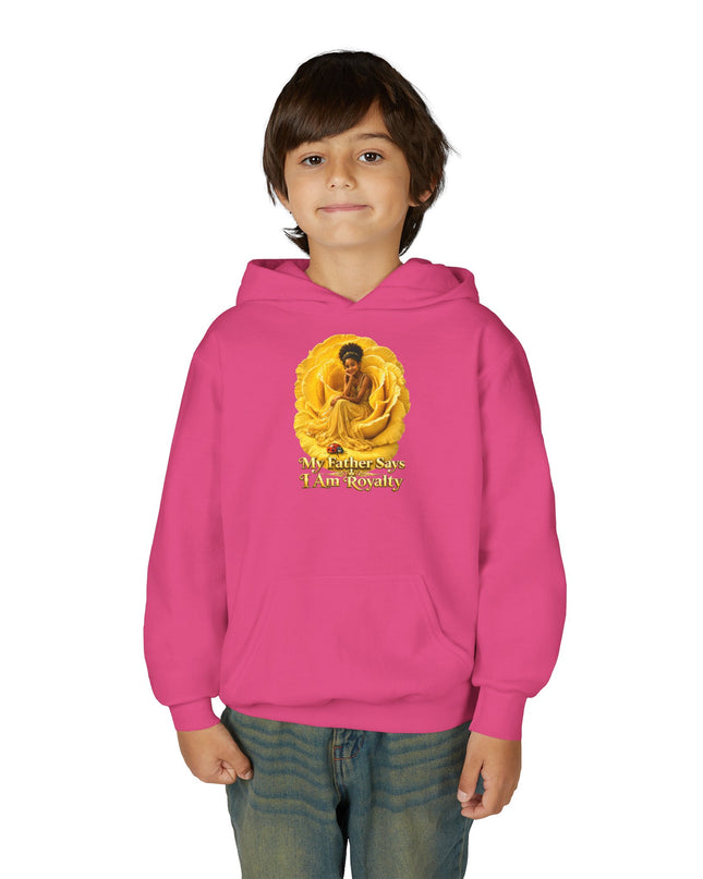 "My Father Says I am Royalty" Youth Heavy Blend Hooded Sweatshirt