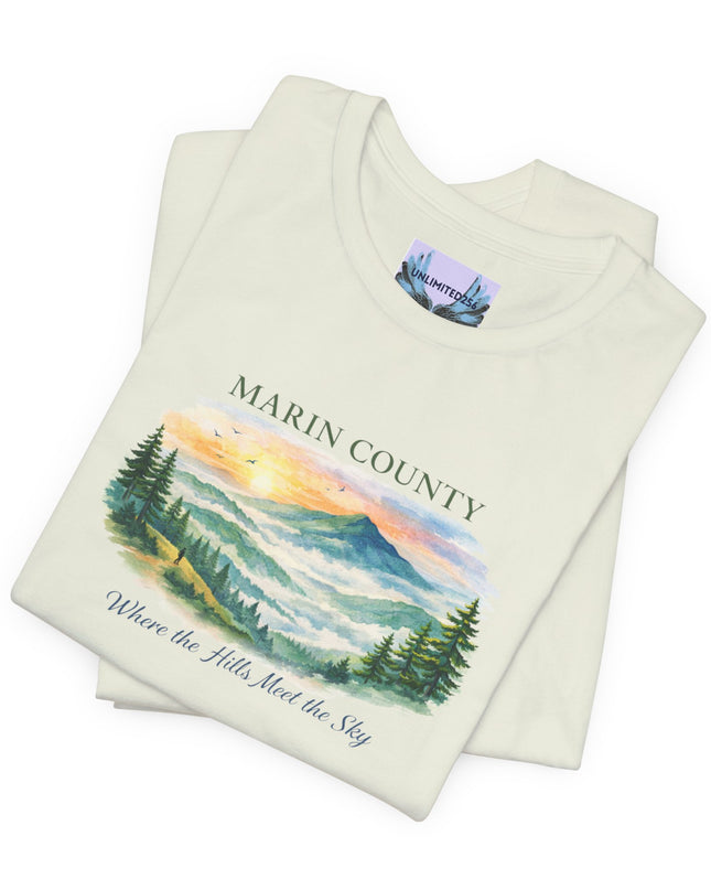 "Marin County, Where the Hills Meet the Sky" Unisex Jersey Short Sleeve Tee