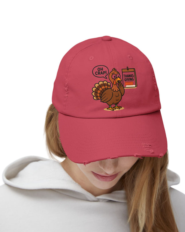 "Oh crap, Thanksgiving" Unisex Distressed Cap