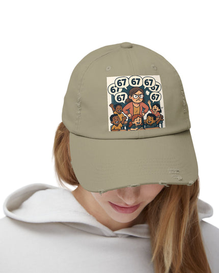 "67 with a Frustrated Elementary Teacher"- Unisex Distressed Cap