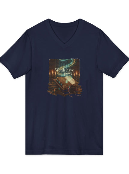 "Words Have Power" Unisex Jersey Short Sleeve V-Neck Tee