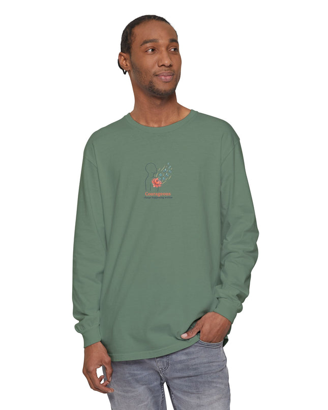 "Courageous Change Happening Within" Unisex Garment-dyed Long Sleeve T-Shirt