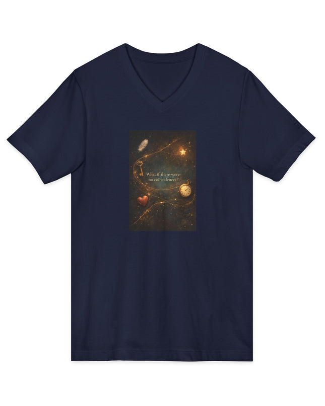 "What If There Were No Coincidences" Unisex Jersey Short Sleeve V-Neck Tee