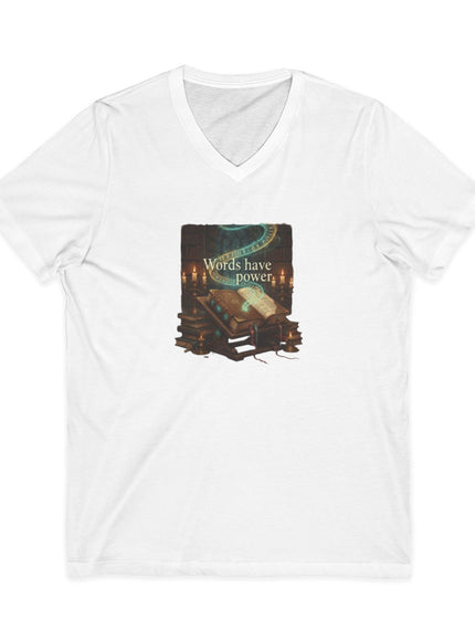 "Words Have Power" Unisex Jersey Short Sleeve V-Neck Tee