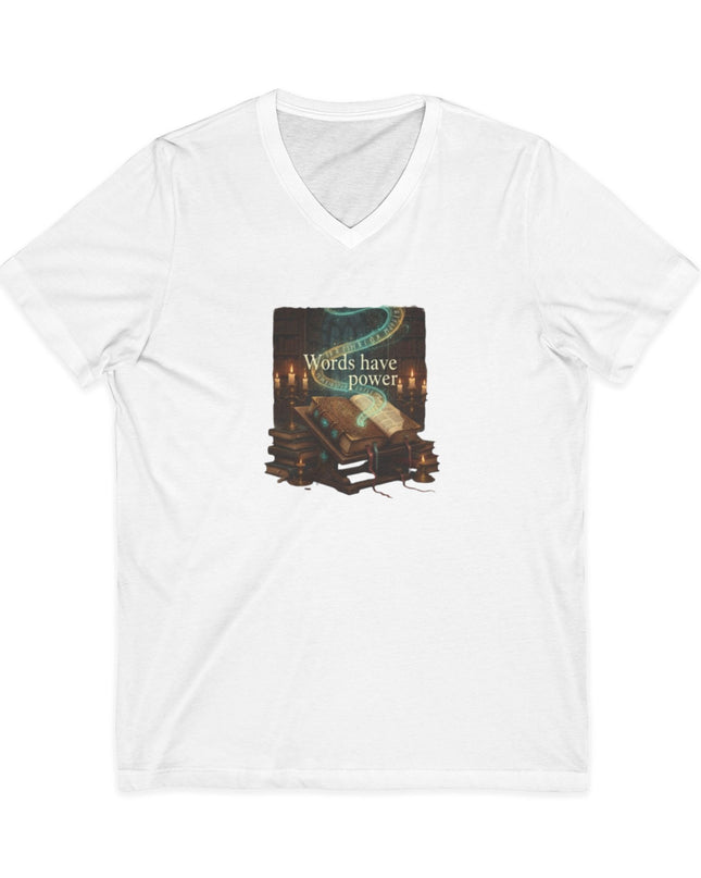 "Words Have Power" Unisex Jersey Short Sleeve V-Neck Tee