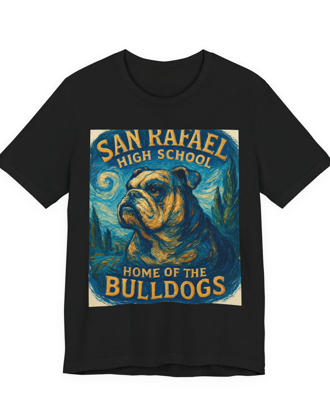 "San Rafael High School Home of the Bulldogs Vincent Van Gogh Style" Unisex Jersey Short Sleeve Tee