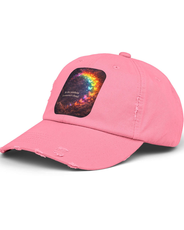 "Be the Rainbow in Someone's Cloud" Unisex Distressed Cap