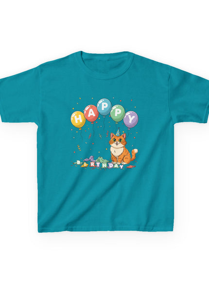 "Happy Birthday - Cat Popped the Balloons" Kids Heavy Cotton Tee