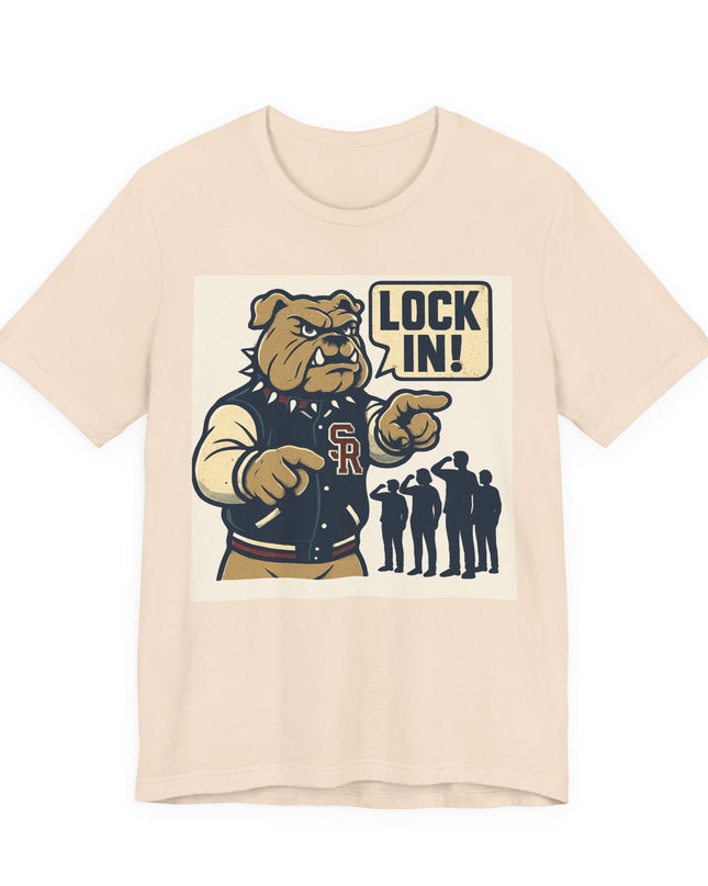 "The Fierce San Rafael High School Bulldog says Lock in!" Unisex Jersey Short Sleeve Tee