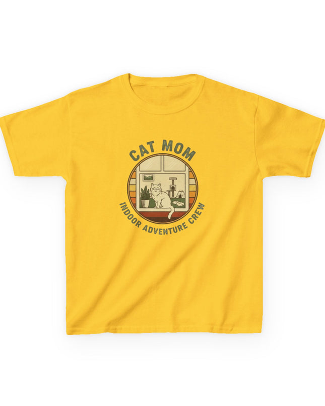 "Cat Mom Indoor Adventure Crew" Kids Heavy Cotton Tee