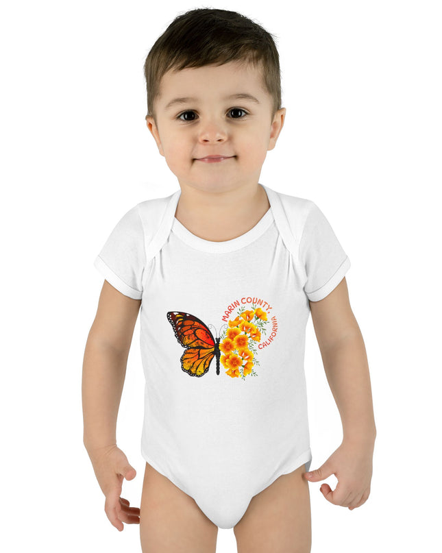 "Butterflies and Poppies Marin County, California" Infant Baby Rib Bodysuit