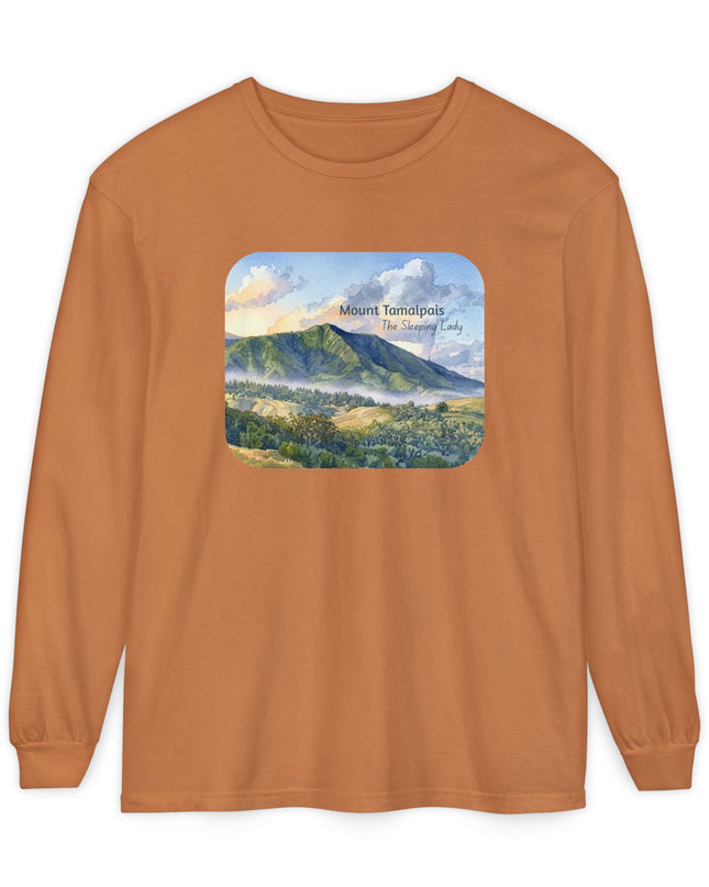 "Mount Tamalpais, the Sleeping Lady" Unisex Garment-dyed Long Sleeve T-Shirt