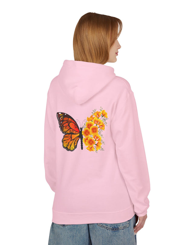 "Butterfly Poppies" (Ink front and back) Unisex Midweight Softstyle Fleece Hoodie