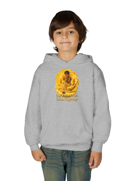 "My Father Says I am Royalty" Youth Heavy Blend Hooded Sweatshirt